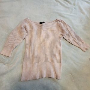 White House Black Market Beige Gold Shimmer Textured Sweater, size S